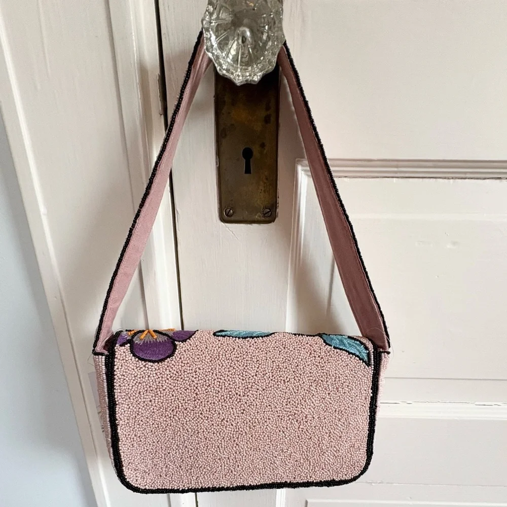 Floral Beaded Shoulder Bag NWT America And Beyond Sparkly Springy Intricate - Picture 4 of 16